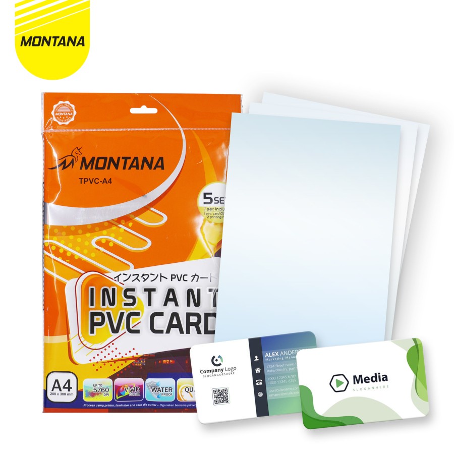 Instant PVC Card / Kertas PVC Bahan ID Card Montana A4 Isi 5 Lembar