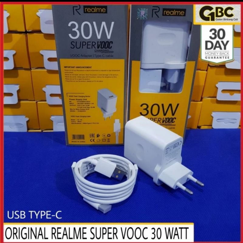 Charger Realme 8 Dart Charge 30W Original Super VOOV USB Type C