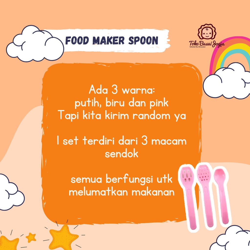 Food Maker Spoon Set Lusty Bunny Pelumat Lumat Makanan MPASI Bayi Anak Penggiling Giling Bubur