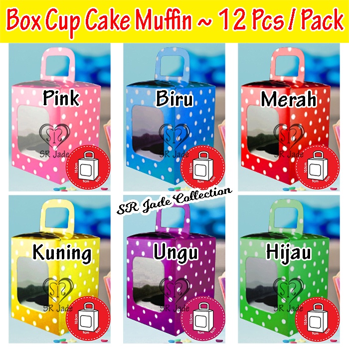 

[12 Pcs] Box Muffin Cup Cake Polkadot Isi 1 Kue Muffin 12 Kotak / Pack Dus Kardus Tatakan CupCake