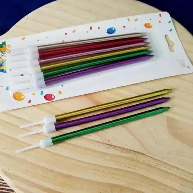 Lilin Ulang Tahun Panjang Metalik Pelangi / Tall Party Cake Candle Rainbow