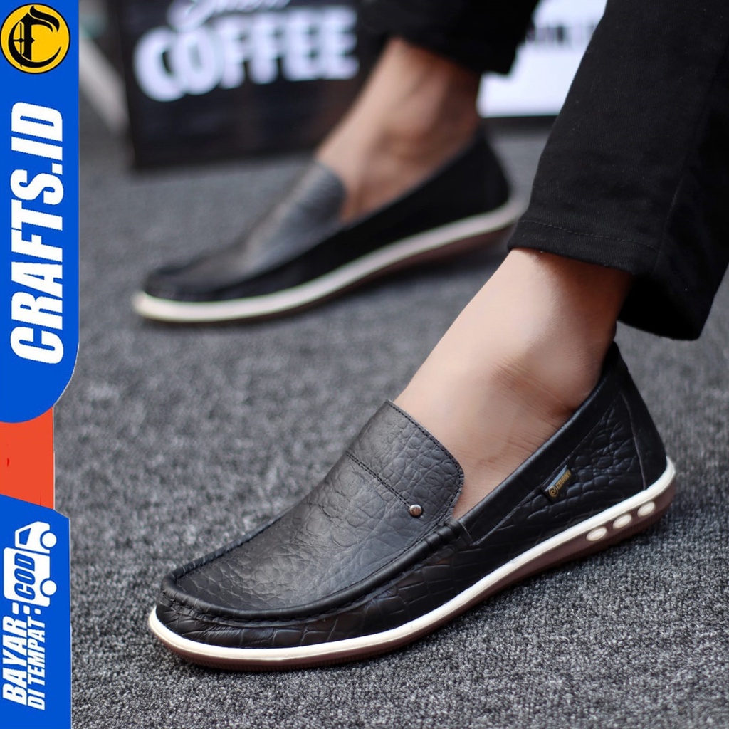 Crafts Britanic - Sepatu Kulit Slip On Casual Kerja Pria