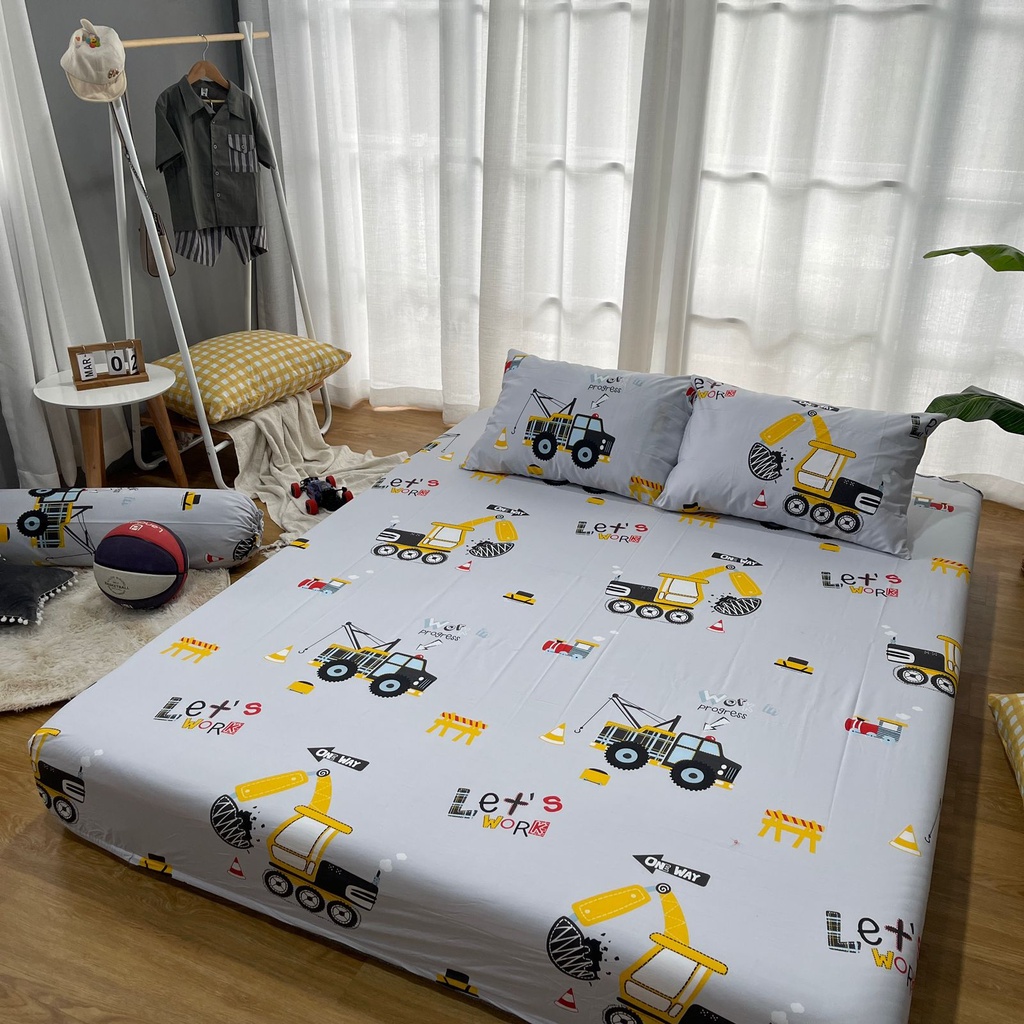 Sprei Anti Geser Bahan Katun Premium | cars champion &amp; contruction at work | 90 100 120 160 180