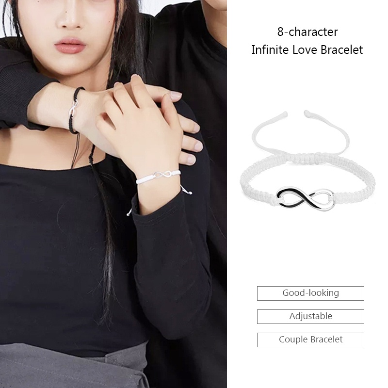 1pc Gelang Tali Handmade Desain 8 Infinity Untuk Pasangan