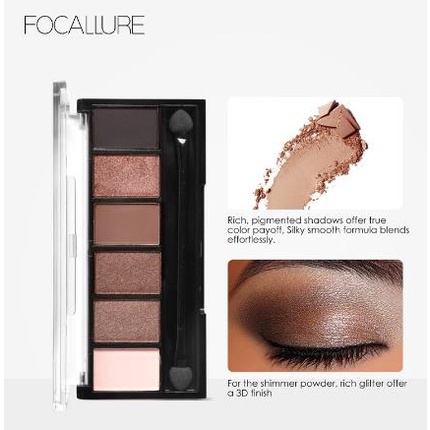 * NCC * Focallure Eyeshadow Pallete 6 Warna Eyes Smokey FA06 Make Up Focalure