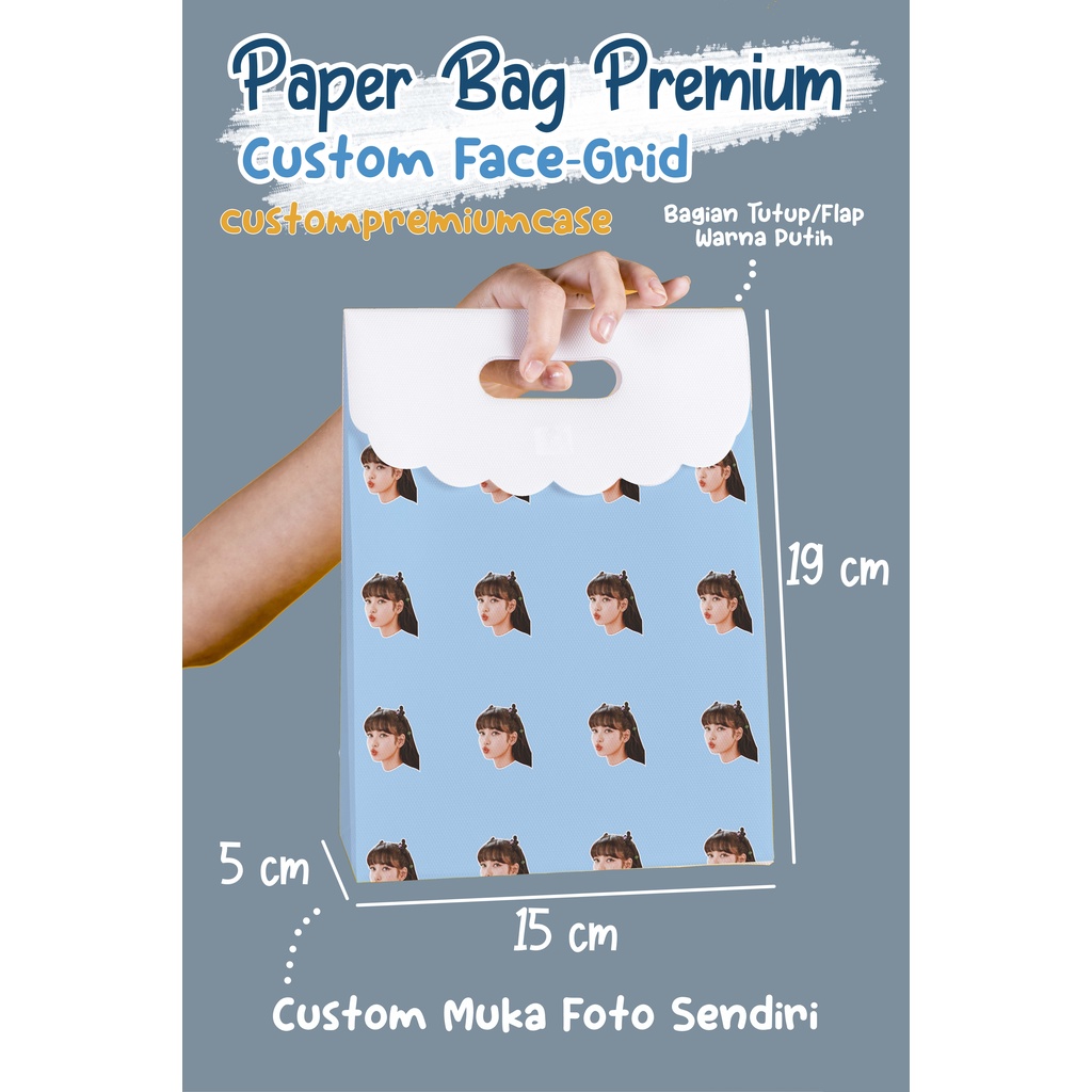 

[PAPER BAG PREMIUM - MINI] - CUSTOM FACE-GRID CUSTOM MUKA FOTO SENDIRI - Gift Bag / Goodie Bag TANPA TALI - Paper Bag Surprise / Blind / Tertutup - Custom Muka Foto Sendiri - Ukuran Mini