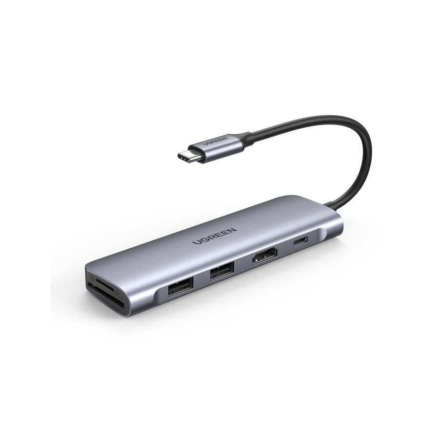 USB Hub 6in1 UGreen USB-C to USB 3.0x2+HDMI+USB-C PD+SD+TF (70411)