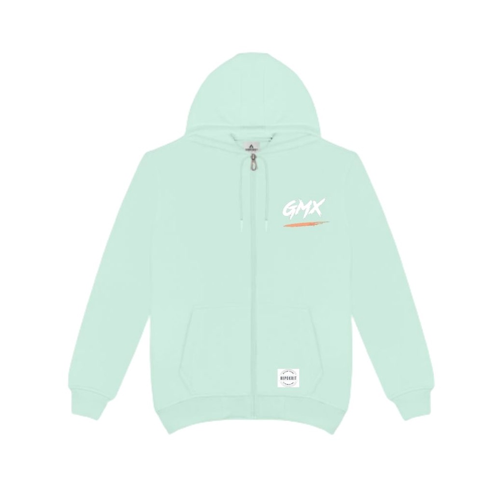 Big Ramadhan Sale - Sweater Hoodie Katun Plecce Zipper/Resleting Geoff Max Hijau Mint Cewe Cowo Bisa
