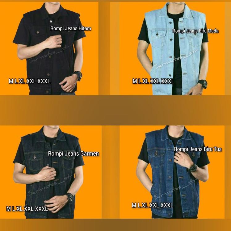 Langsung Kirim ROMPI JEANS JUMBO XXL XXXL HITAM BIRU MUDA TELUR ASIN DARK NAVY BLUE DONGKER GREY VES