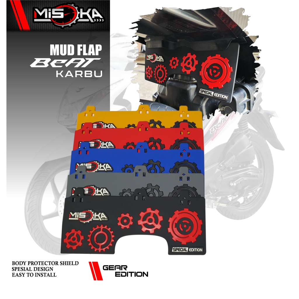 Misoka Mud Flap Beat Karbu/Rubber Karet/Aksesoris Motor Honda/Kepet/Penahan Lumpur Keren Murah Variasi Gear