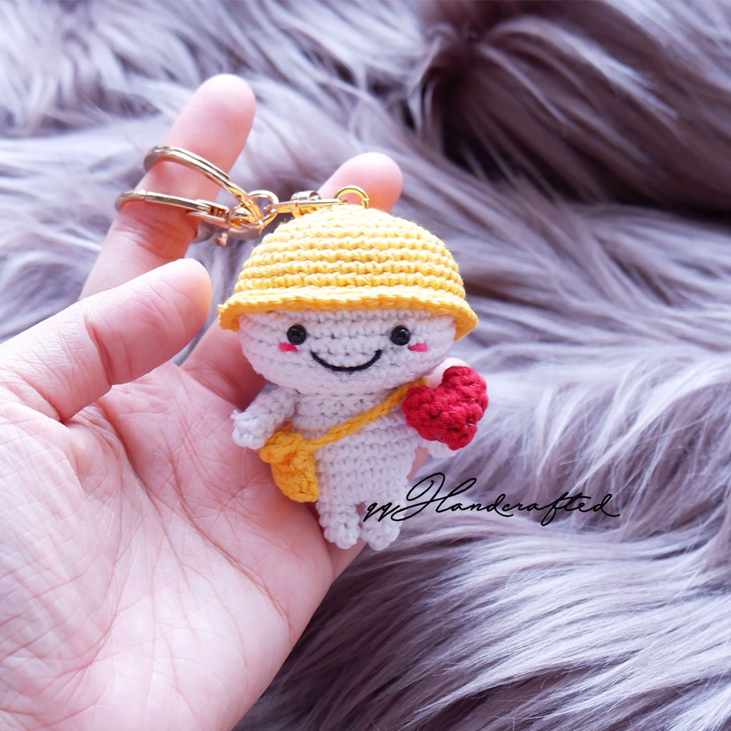 READY STOCK  Quby Aka Pentol Boneka Rajut Lucu / Gantungan Kunci / Gantungan Hape HP