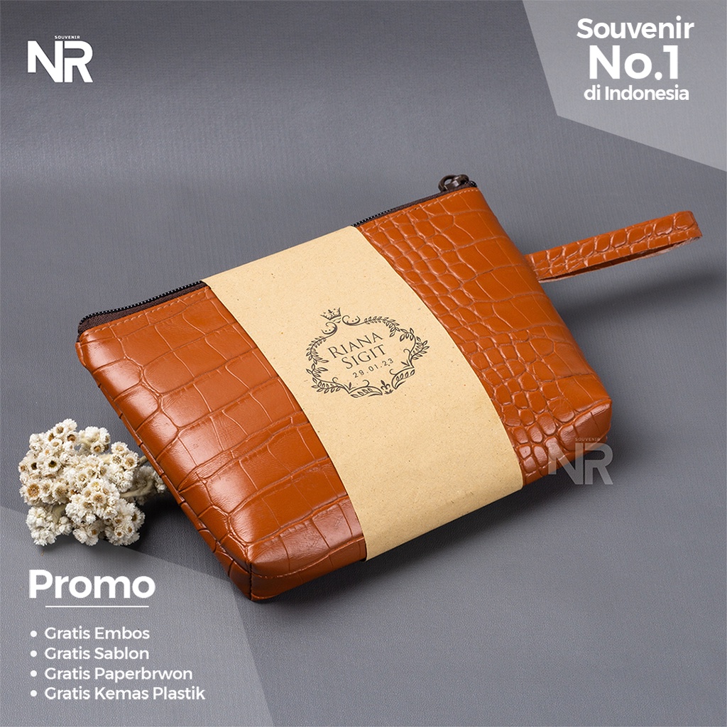 Pouch kapal besar kecil mini bahan serat kayu croco prada glitter miniso souvenir pernikahan pouch k