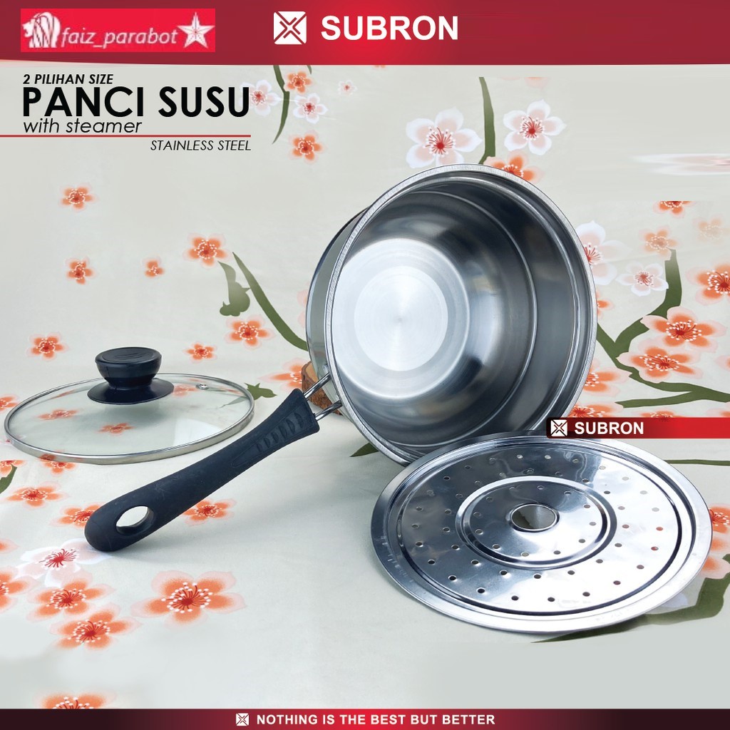 Panci mie Susu Milk Pot saringan  Steamer Kukus 20-18cm Stainless Kukusan Makanan Masakan