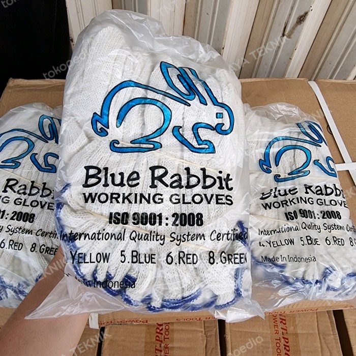 Sarung Tangan 5 Benang Biru / Sarung Tangan Benang / Safety Glove