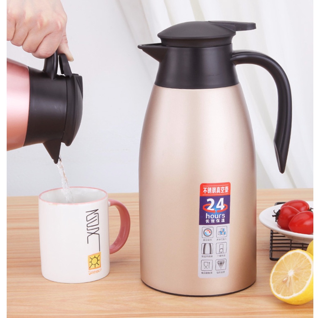 SHENAR,(COD) TERMOS european vacuum jug - sus 304 termos air vacuum stainless steel panas dingin teh kopi 2 liter warna