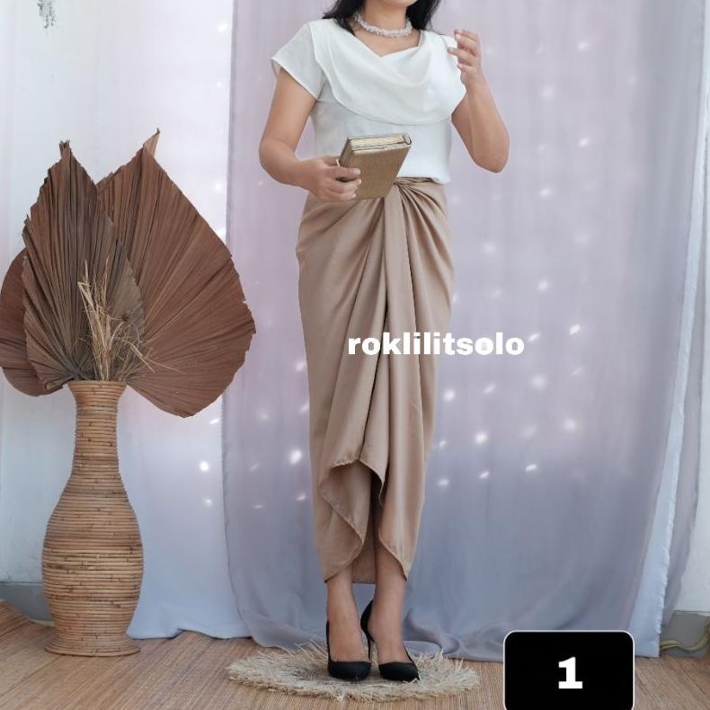 Bayar Ditempat Rok lilit polos Kain lilit polos Wrapkirt instan Kain lilit polos/ draperi skirt/rok 