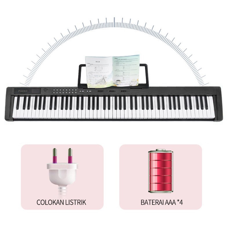 Portable Keyboard 88 Keys, Piano 88 Keys, Organ Elektronik Profesional Multifungsi untuk Rumah - Sensasi Bermain Piano yang Nyata, Mudah Dipindahkan