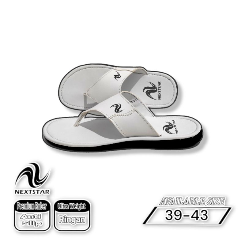 Nextstar - Sandal Jepit Kulit | Nexjp01 White | Sandal Anak &amp; Dewasa