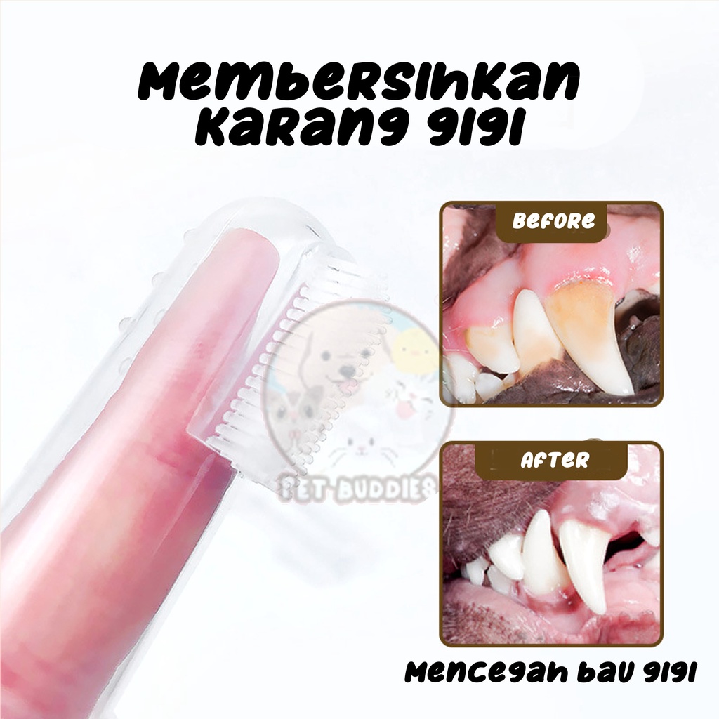 Sikat Gigi Jari Anjing/Kucing Silikon Pet Finger Toothbrush