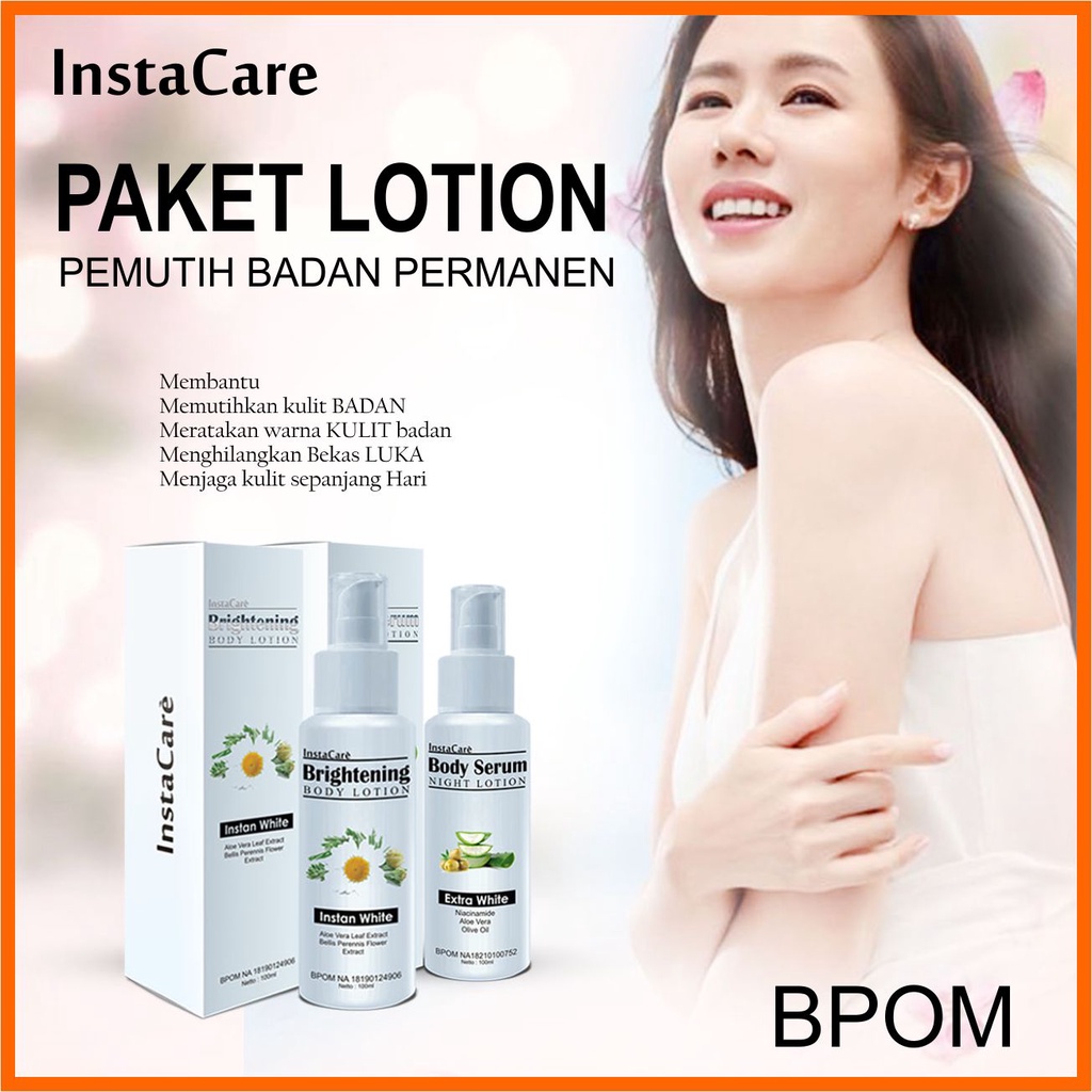 InstaCare paket Handbody lotion komplit  pemutih badan permanen BPOM lotion whitening pemutih pelemb