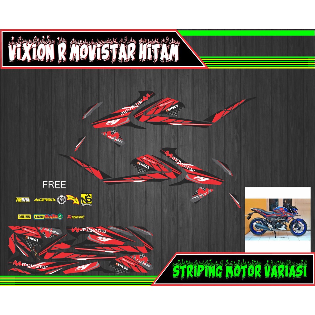 striping stiker motor vixion r movistar hitam