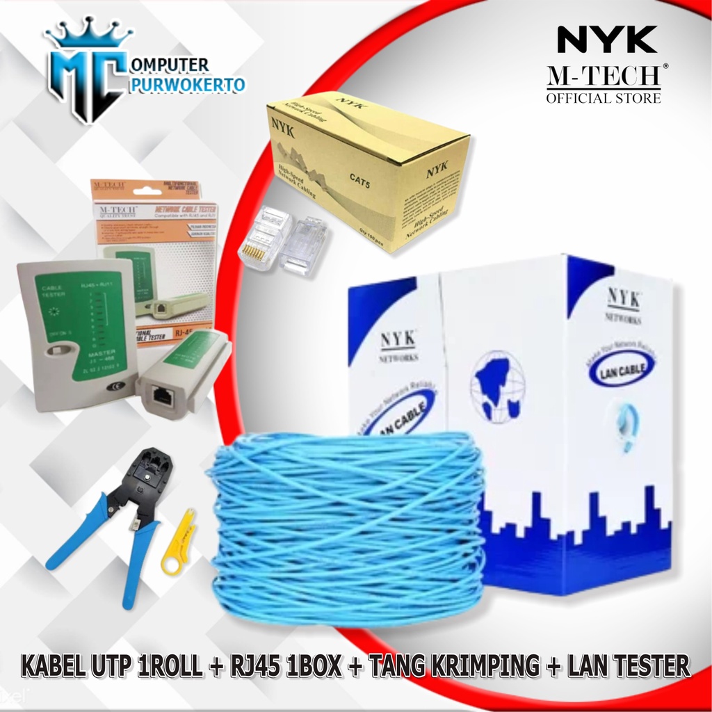 PAKET KABEL LAN FTP UTP RJ45 TANG KRIMPING LAN TESTER