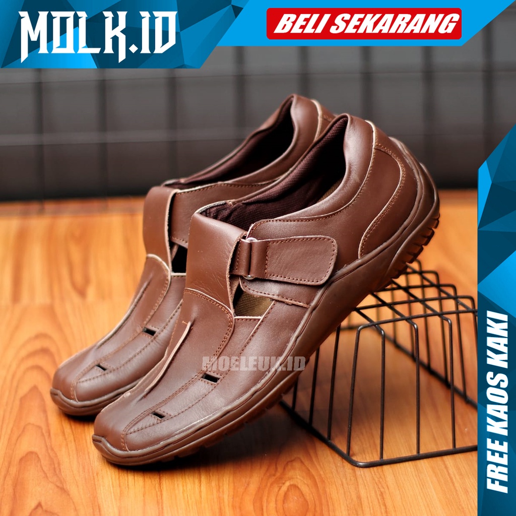 MOLK|Sepatu Slip On Kerja Pria Kulit Asli Original Pantofel Pria Hitam Trendy Masa Kini Sepatu Slop Pria Sepatu Casual Pria