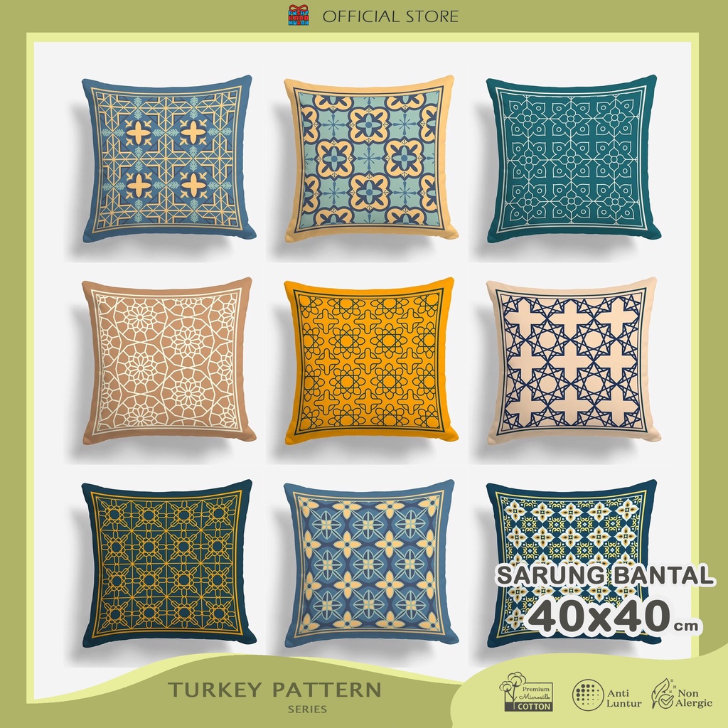 COVER SARUNG Bantal Sofa Print Motif Turkish Turkey Pattern Minimalis 40x40 cm - Pusat Kado Murah