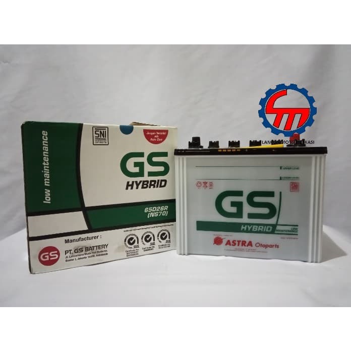 Aki Accu Basah Gs Astra Hybrid Ns70 65Ah Dyna 200 New Panther Series Kode 024