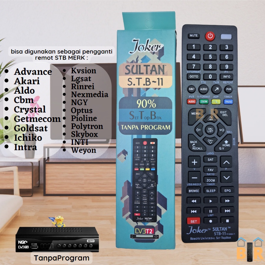 Remot Remote Multi UNIVERSAL Set Top Box DVB T2 JOKER STB-11 (inti, aldo, weyon, xtreamer, dll)