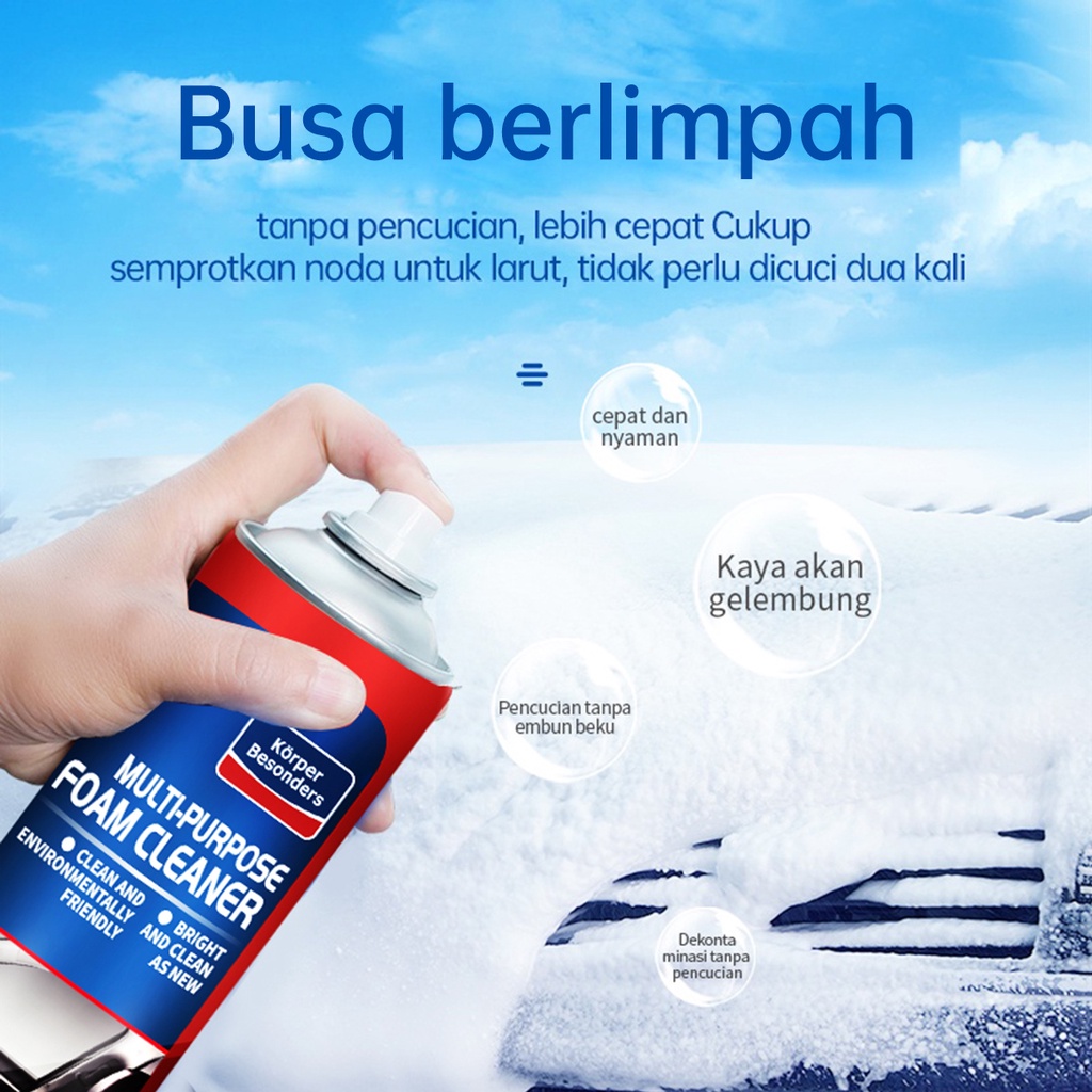 Glodway Pembersih Interior Mobil/Interior Cleaner Mobil/Pembersih Jok Mobil/Foam Cleaner Multifungsi/Interior Dalam Mobil/Car Foam Cleaning/Dry Cleaner Agent Tanpa Air/Pembersihan Sepeda Motor