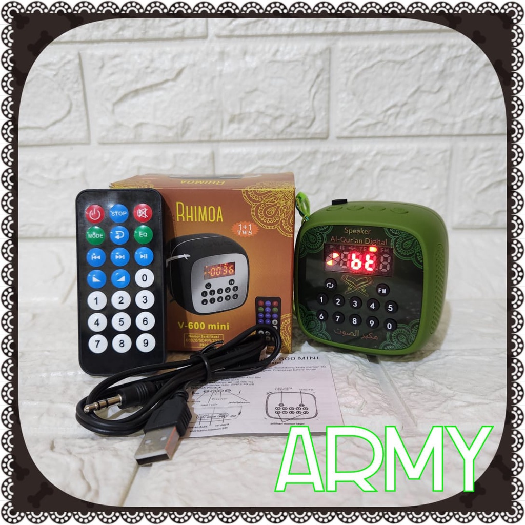 SPEAKER AL QURAN 30 JUZ/RHIMOA V-600/V600+REMOTE16gb full