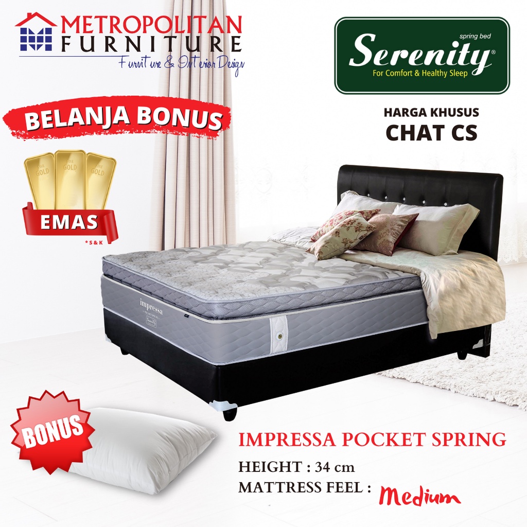 Kasur Springbed Elite Serenity Impressa Pocket Spring Set Spring bed matras