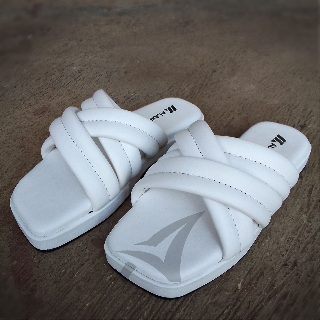 Sandals alaxce Model Silang Double Full Busah Empuk Kekinian Sandal wanita Bantal Trendy Sandal Platform teplek