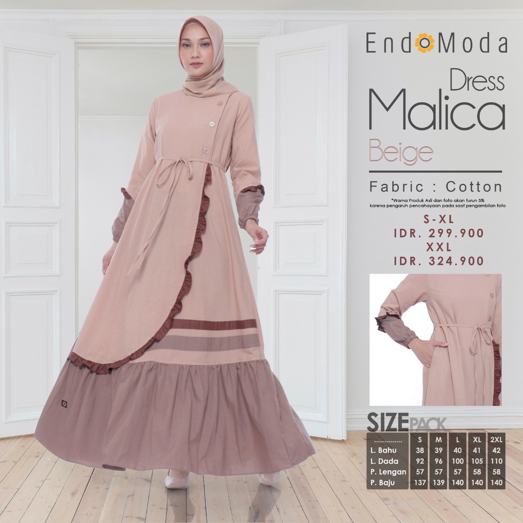 NEW GAMIS ENDOMODA DRESS MALICA - DRESS BAJU PAKAIAN WANITA MUSLIM