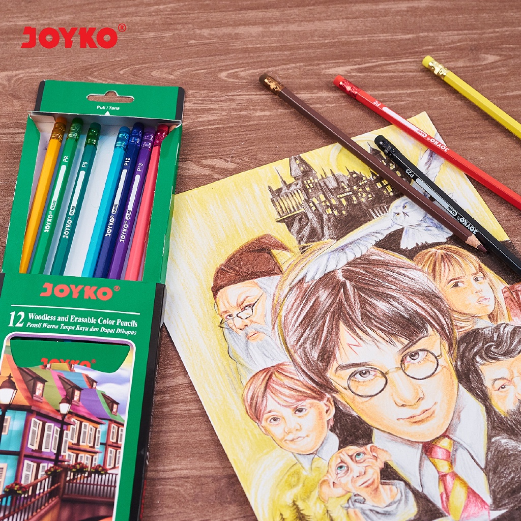 Pensil Warna Joyko Erasable CP-109 CP-115 Joyko Pensil Warna Dapat Dihapus Erasable Color Pencils Hexagonal Grip