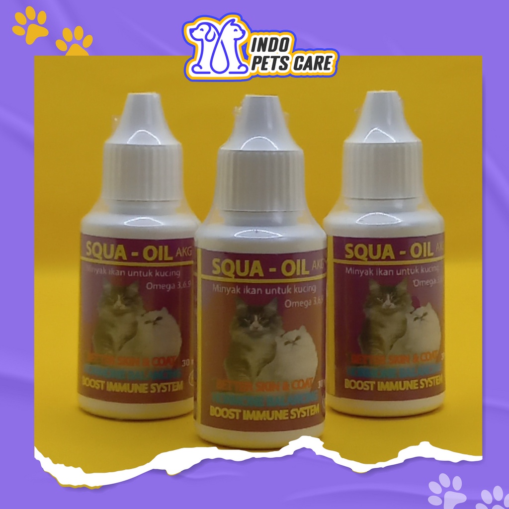 VITAMIN MINYAK IKAN KUCING - SQUA OIL CAT DROP 30ML - SUPLEMEN MENYEIMBANGKAN HORMON MEMBERI NUTRISI
