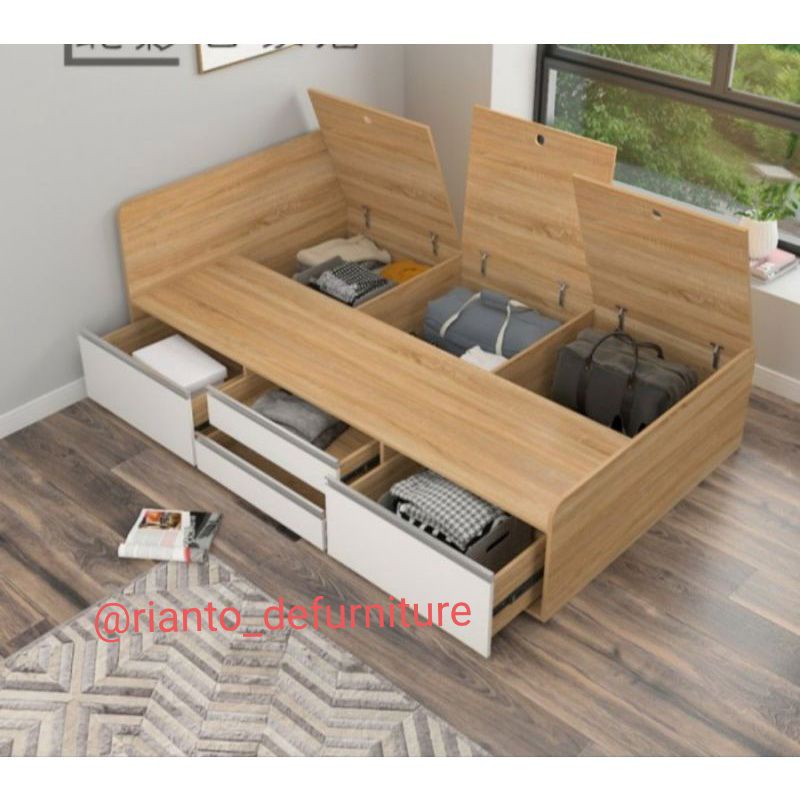 Ranjang dipan ranjang kasur kayi laci ranjang anak kayu HPL 90 100 120 160 190 200