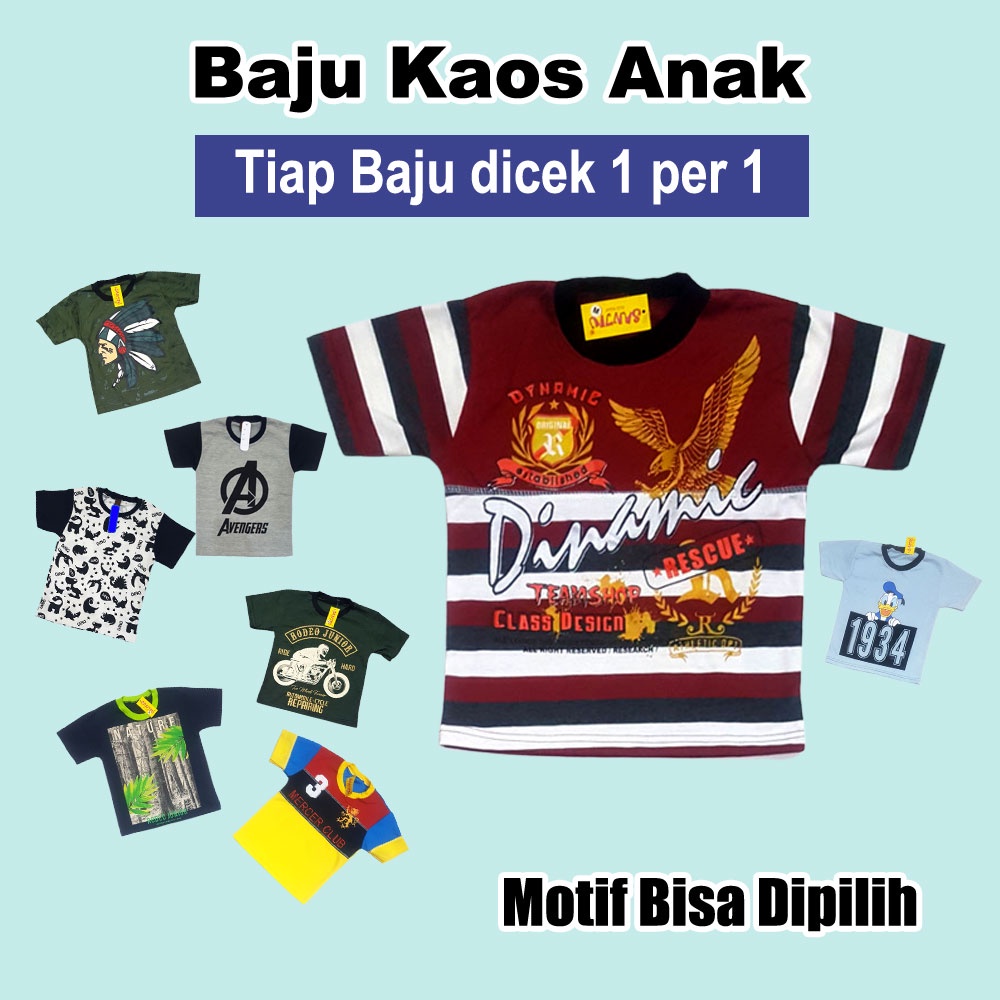 Kaos Anak Sablon (M) Baju Salur, Baju Anak Katun, Baju Karakter Kartun