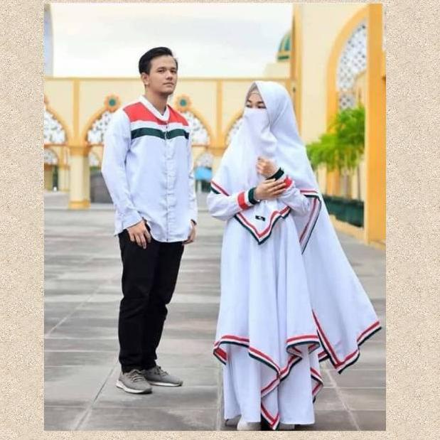 berkualitas Palestina putih Gamis Koko bisa Couple belkang