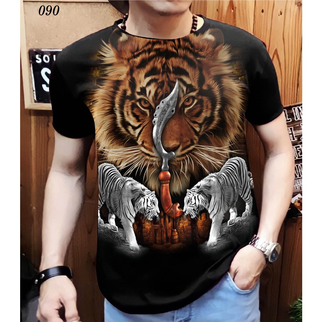 Kaos Pria Lengan Pendek Macan MC-09 Kujang / UK L-XL-XXL / Shalch Trendy