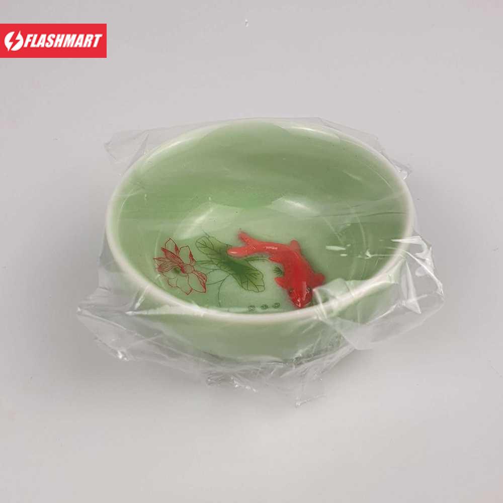 Flashmart Cangkir Teh Keramik Chinese Celadon Fish Teacup 33ml - D042