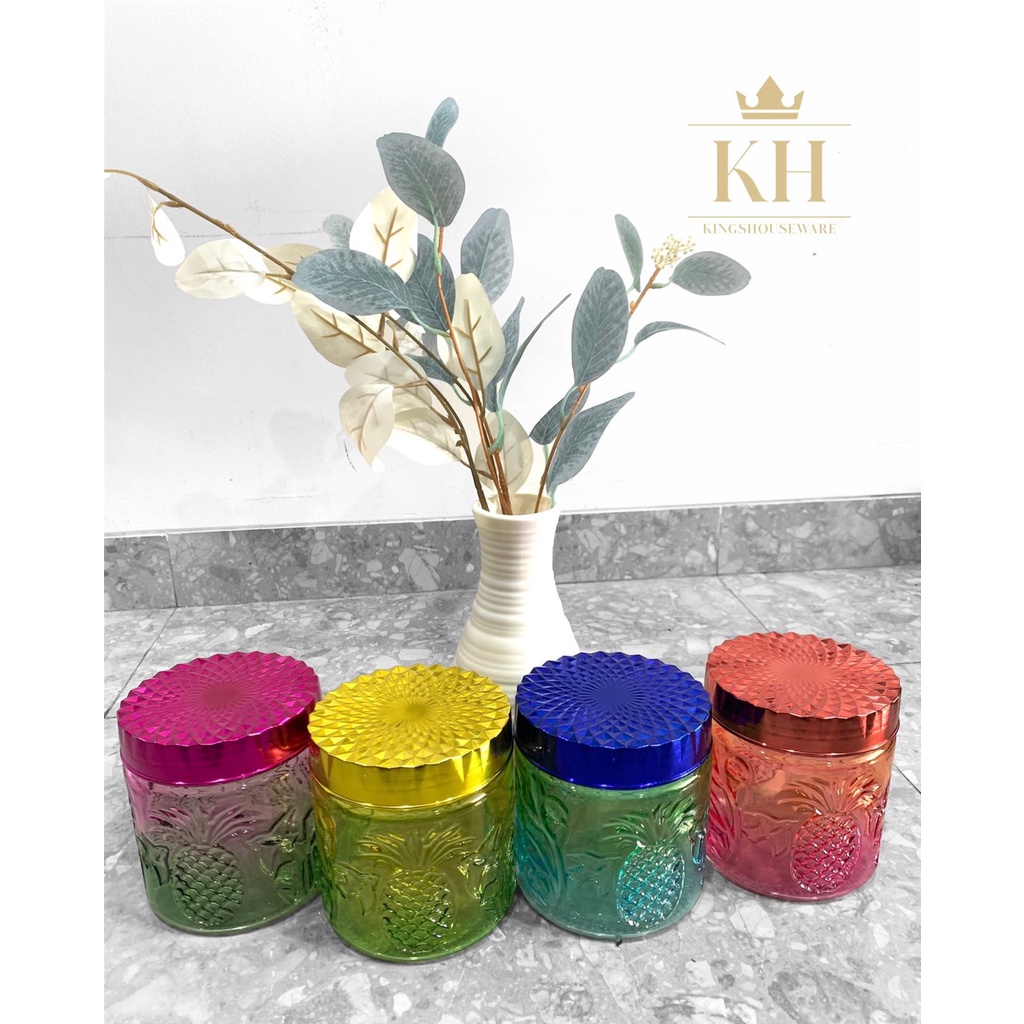 Set 4pcs Toples Kaca Crystal 800ml Unik Mewah Tebal Premium Kue Kering Lebaran
