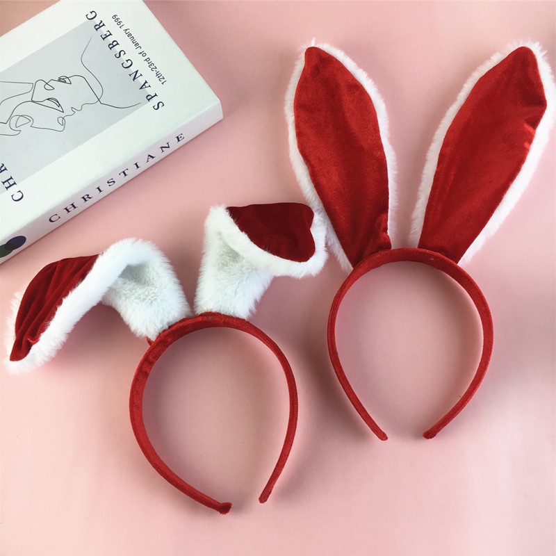 Bando Kelinci Red White Rabbit Ear Mask Bunny Sexy Pretty Girl