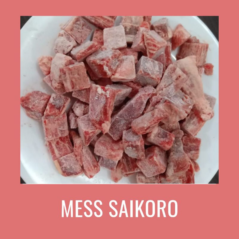 Saikoro Wagyu Acak Mess Kotak Cube Potongan Tidak Beraturan Ada Sedikit Lemak Bandung Murah 1 kg Meltique Meltik