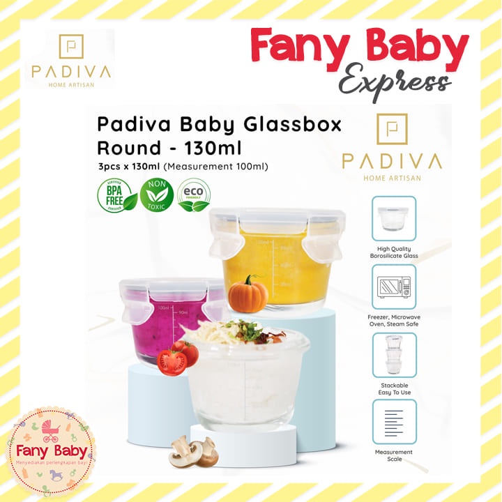 PADIVA BABY GLASSBOX ROUND 3 X 130ML / GBB130R