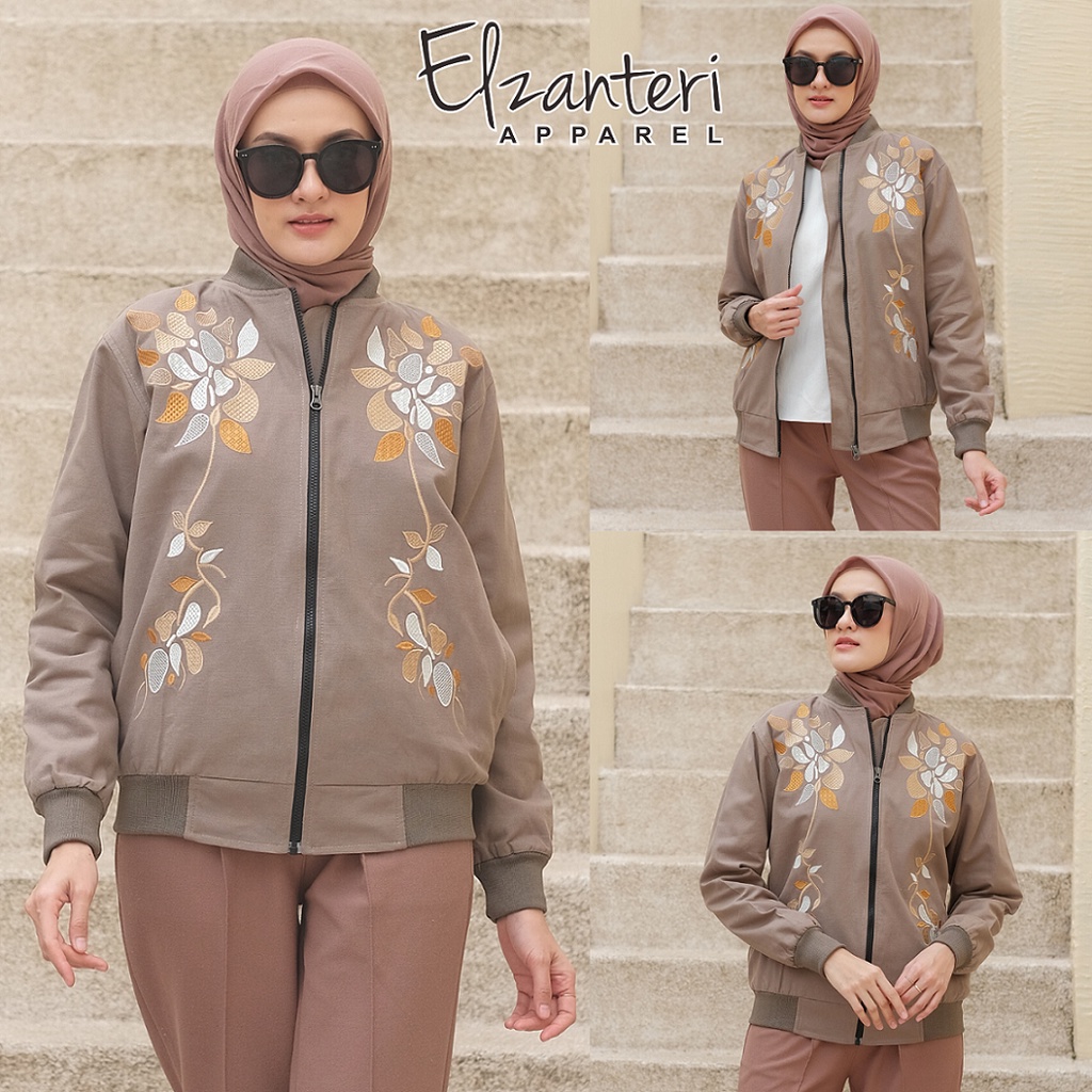 Jaket Wanita Fashion Bordir Motif Floral Elzanteri