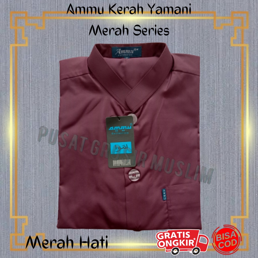 Baju Koko Ammu Dewasa Kerah Yamani / Kerah Pendek Merah Series Termurah !!!