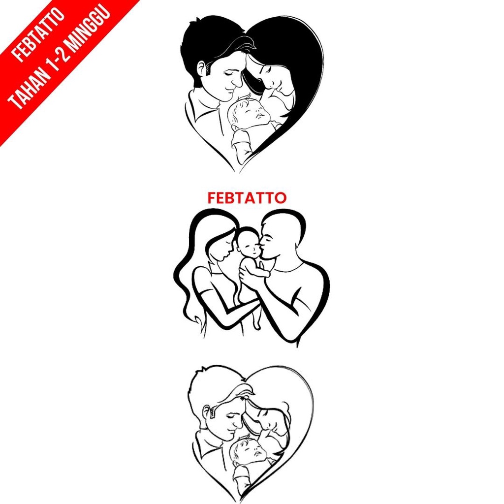 Tato Temporer Familiy Tato Kecil Stiker Tato - FAMY 1-3