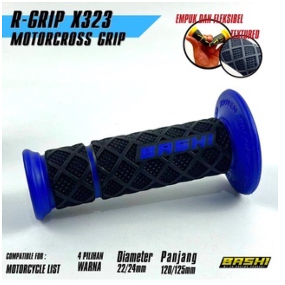 Handgrip handfat bashi R-grip X323 Anti Slip Touring kwalitas premium Tpr Motocross Empuk Fleksibel